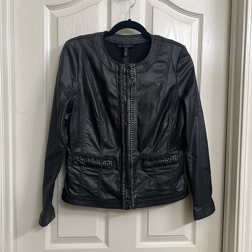 White House Black Market Black Jacket With Chain Details Size 10
